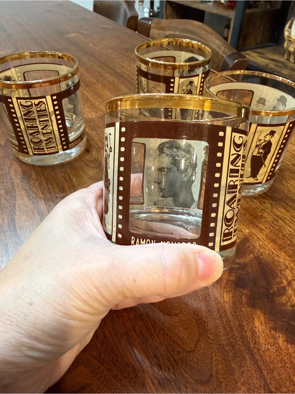 Roaring Twenties Glass Tumbler Set in Gold and Brown